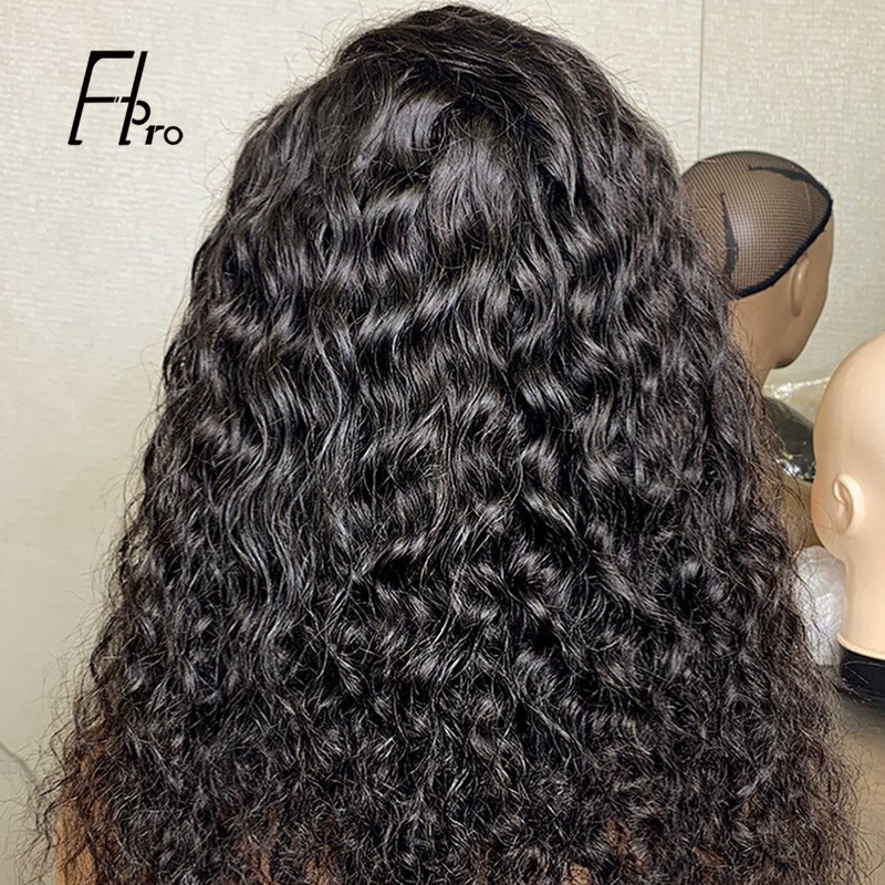 Super Grade Full Lace Wig Deep Curly Natural Color Free Part Human Hair